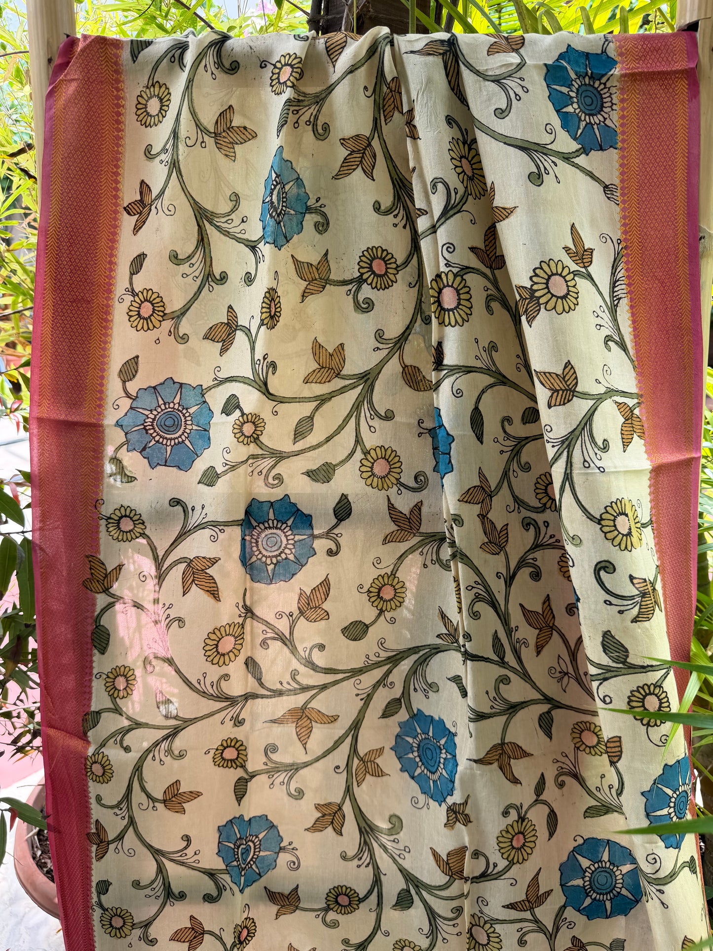 Bangalore silk penkalamkari dupatta