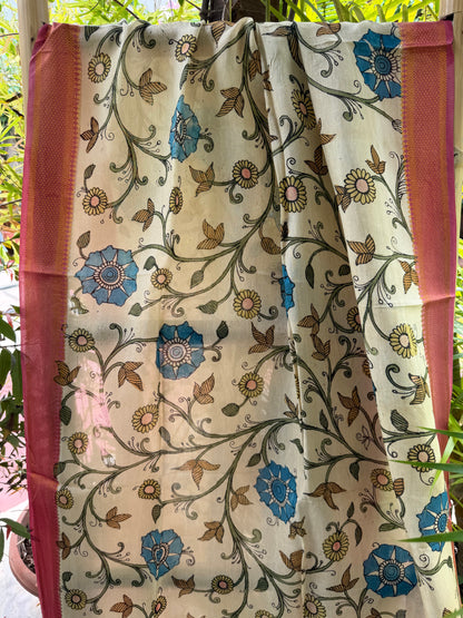Bangalore silk penkalamkari dupatta