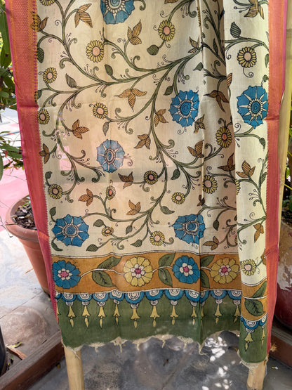 Bangalore silk penkalamkari dupatta