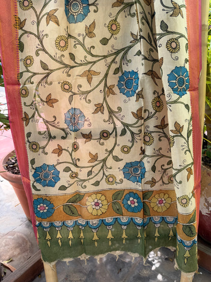 Bangalore silk penkalamkari dupatta