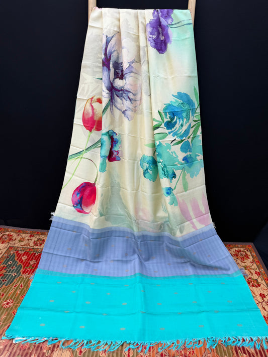 Pure Silk Kanjeeveram with digital print