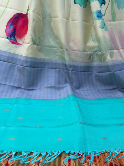 Pure Silk Kanjeeveram with digital print