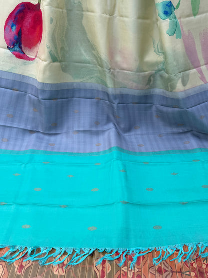 Pure Silk Kanjeeveram with digital print