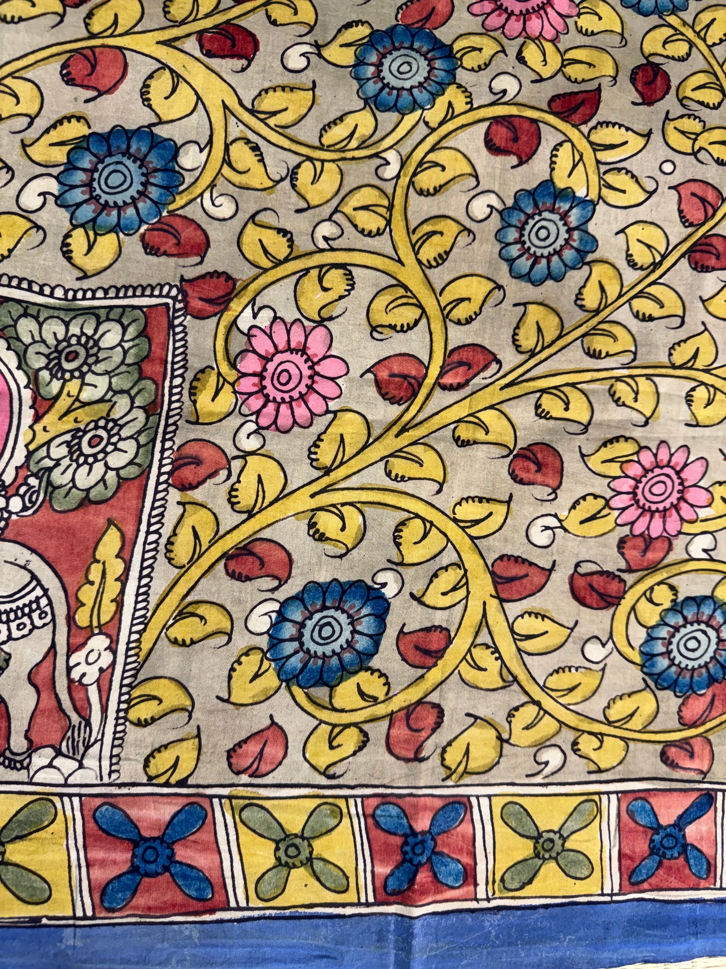 Penkalamkari silkcotton blouse material