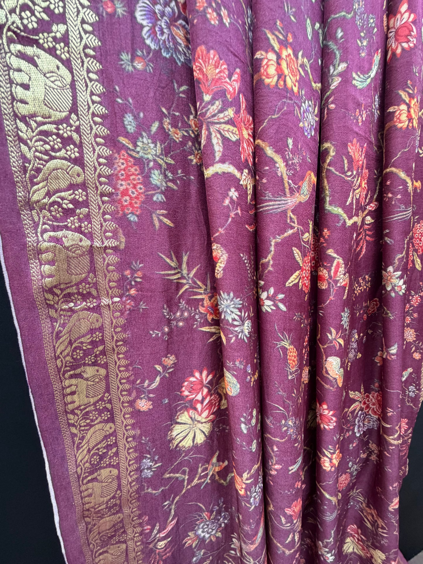 Digital Printed Gajjisilk Saree with Bandhini