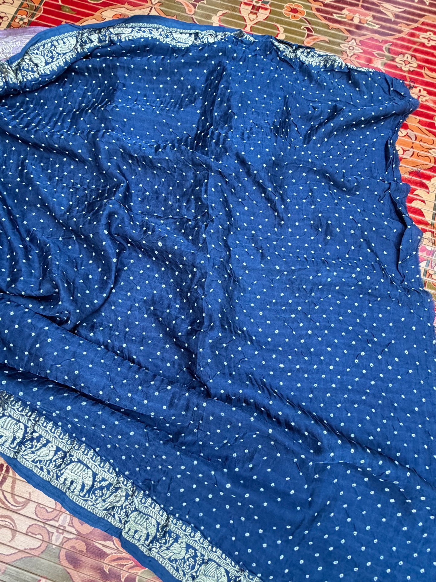 Digital Printed Gajjisilk Saree with Bandhini