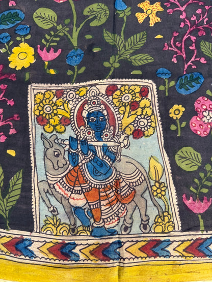 Silkcotton penkalamkari blouse material