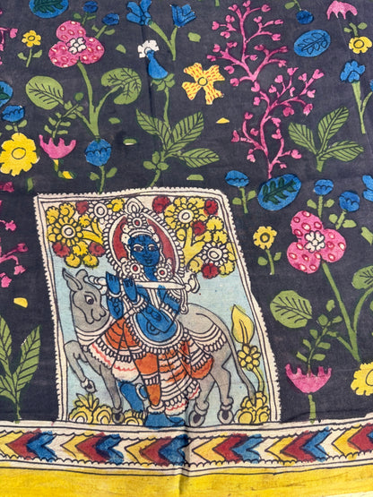 Silkcotton penkalamkari blouse material