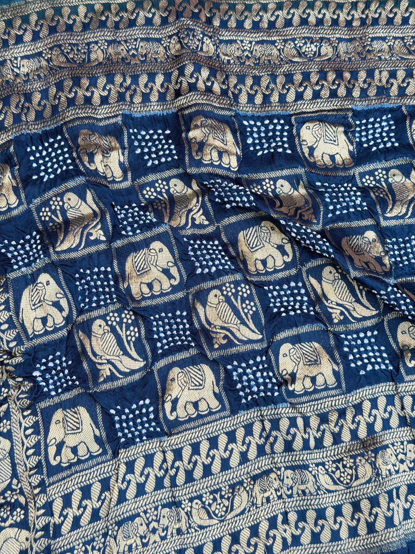 Digital Printed Gajjisilk Saree with Bandhini