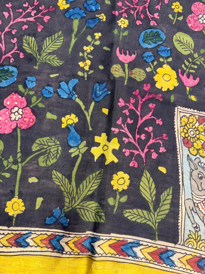 Silkcotton penkalamkari blouse material