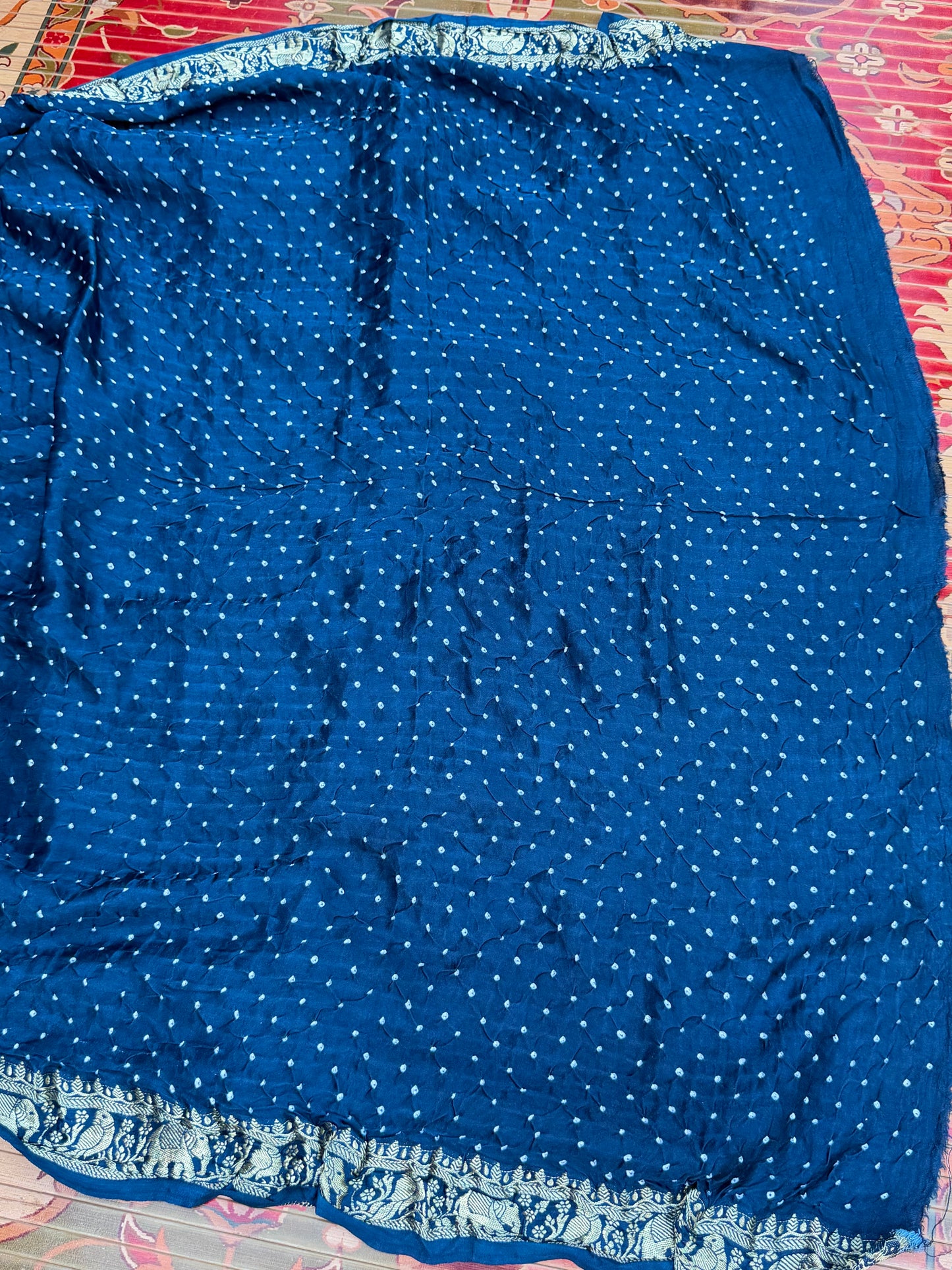 Digital Printed Gajjisilk Saree with Bandhini