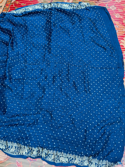 Digital Printed Gajjisilk Saree with Bandhini