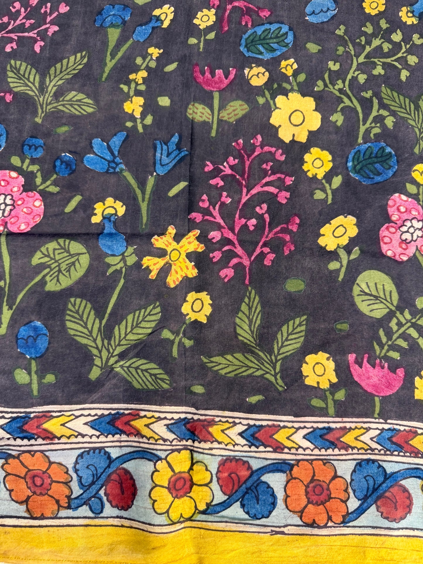 Silkcotton penkalamkari blouse material