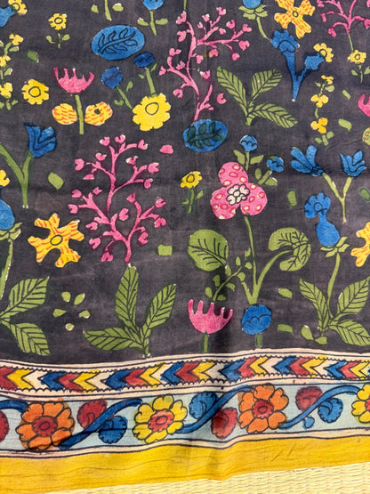 Silkcotton penkalamkari blouse material