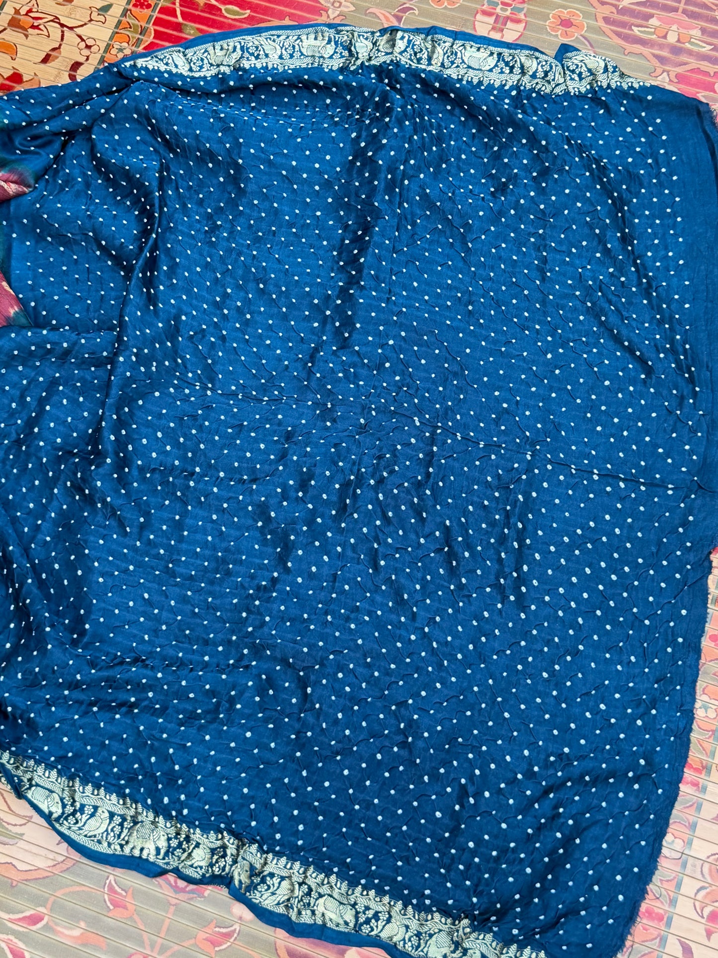 Digital Printed Gajjisilk Saree with Bandhini