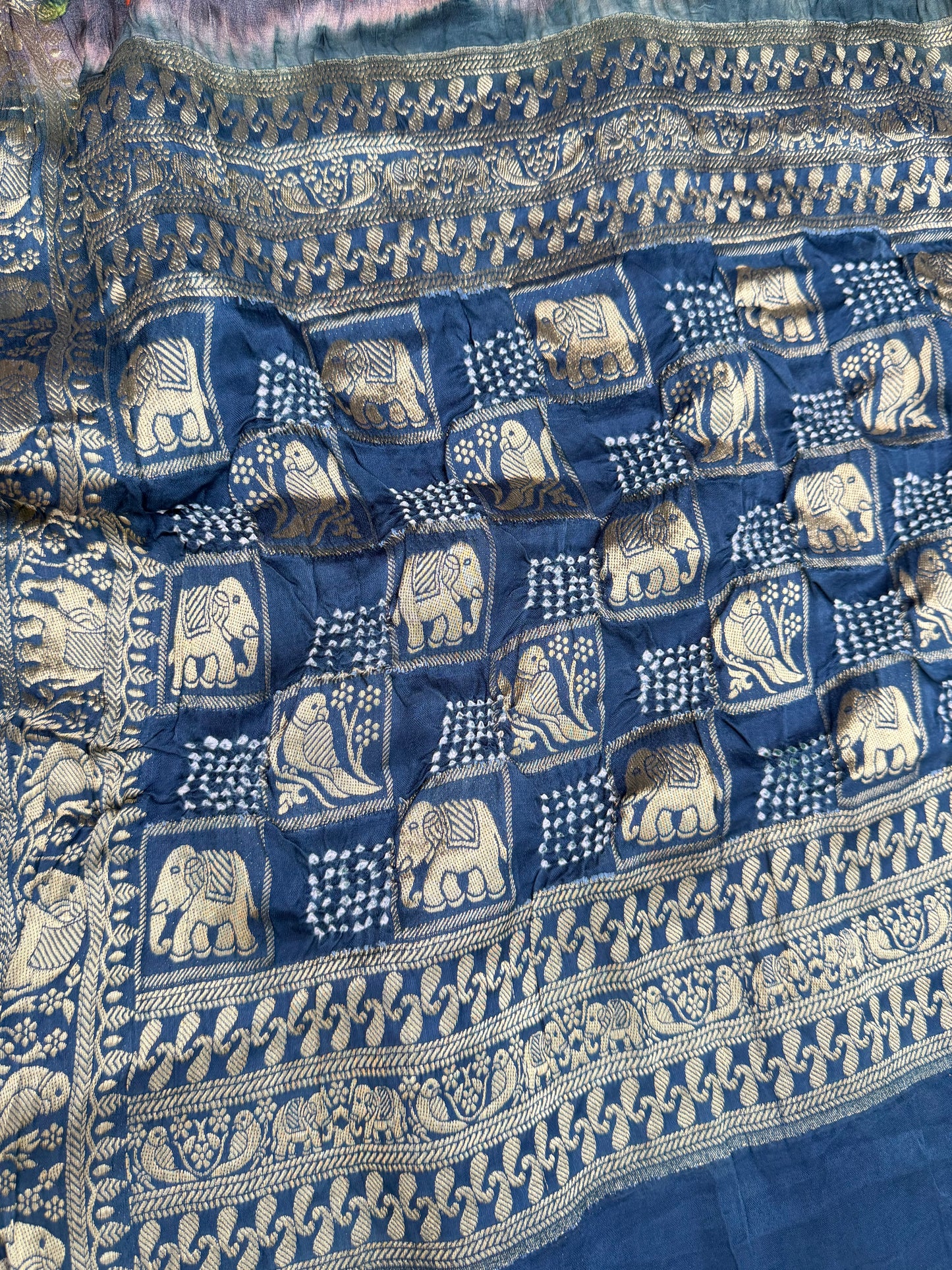 Digital Printed Gajjisilk Saree with Bandhini