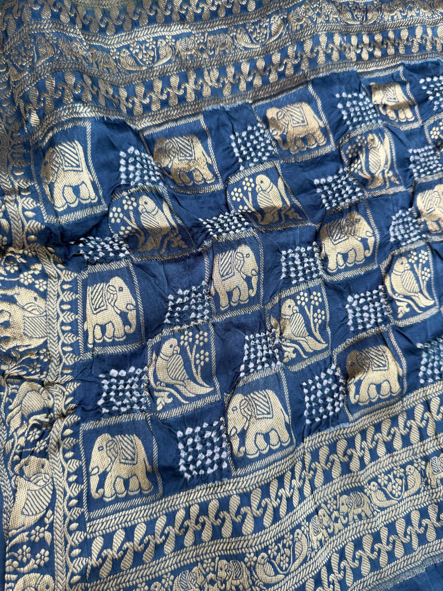 Digital Printed Gajjisilk Saree with Bandhini