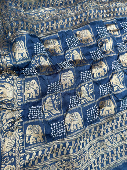 Digital Printed Gajjisilk Saree with Bandhini