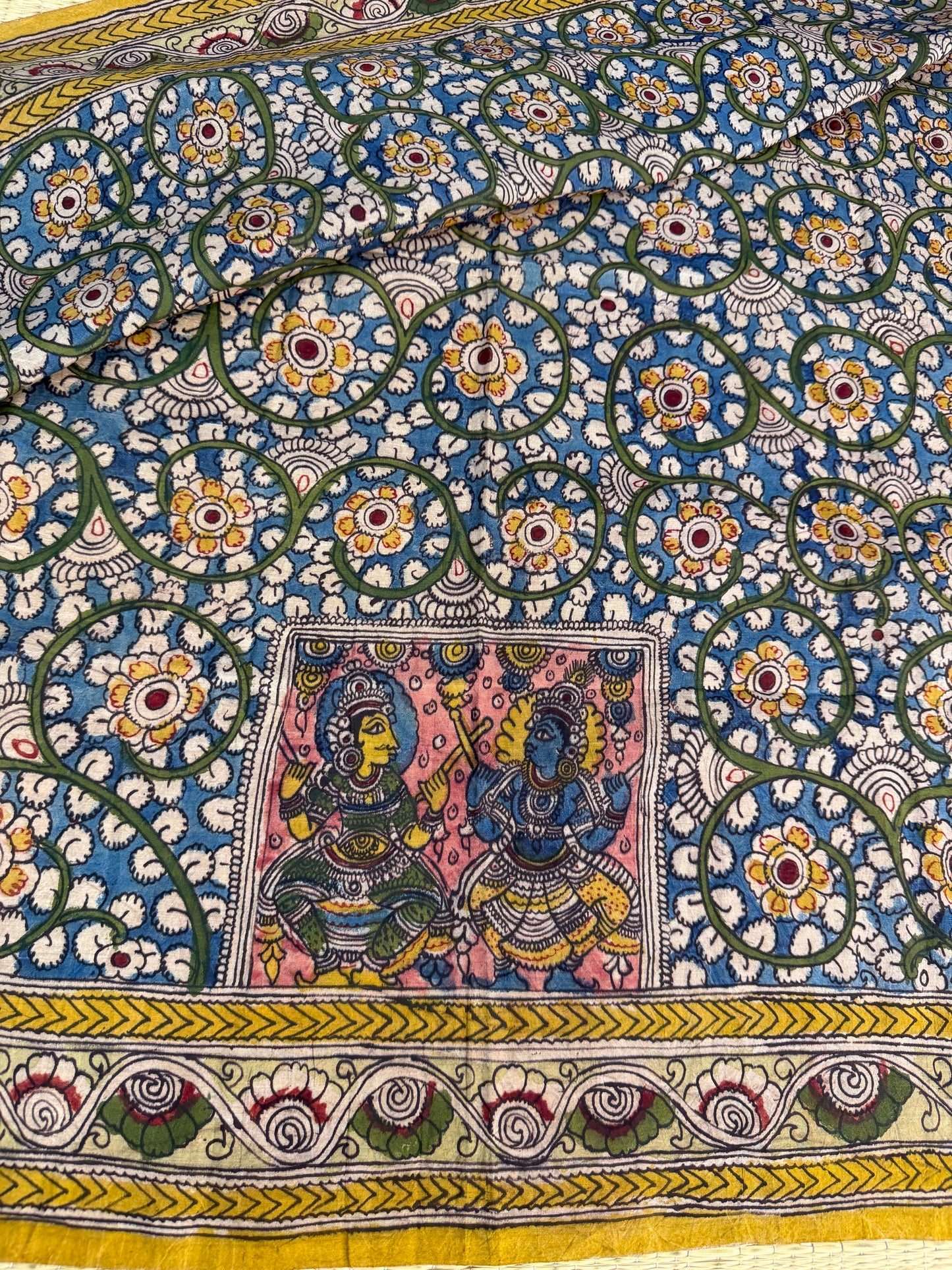 Silkcotton penkalamkari blouse material