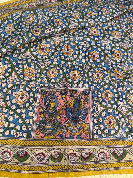 Silkcotton penkalamkari blouse material