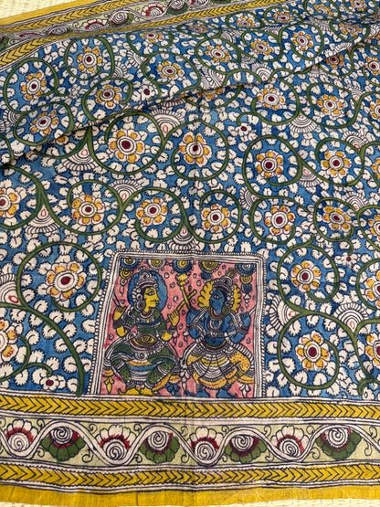 Silkcotton penkalamkari blouse material