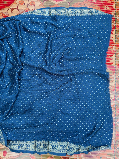 Digital Printed Gajjisilk Saree with Bandhini