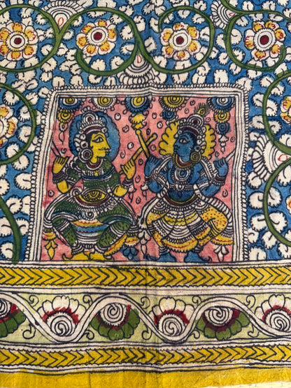 Silkcotton penkalamkari blouse material