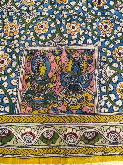 Silkcotton penkalamkari blouse material