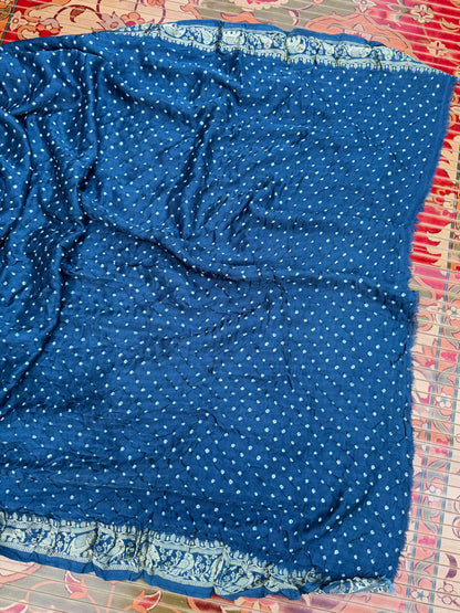 Digital Printed Gajjisilk Saree with Bandhini