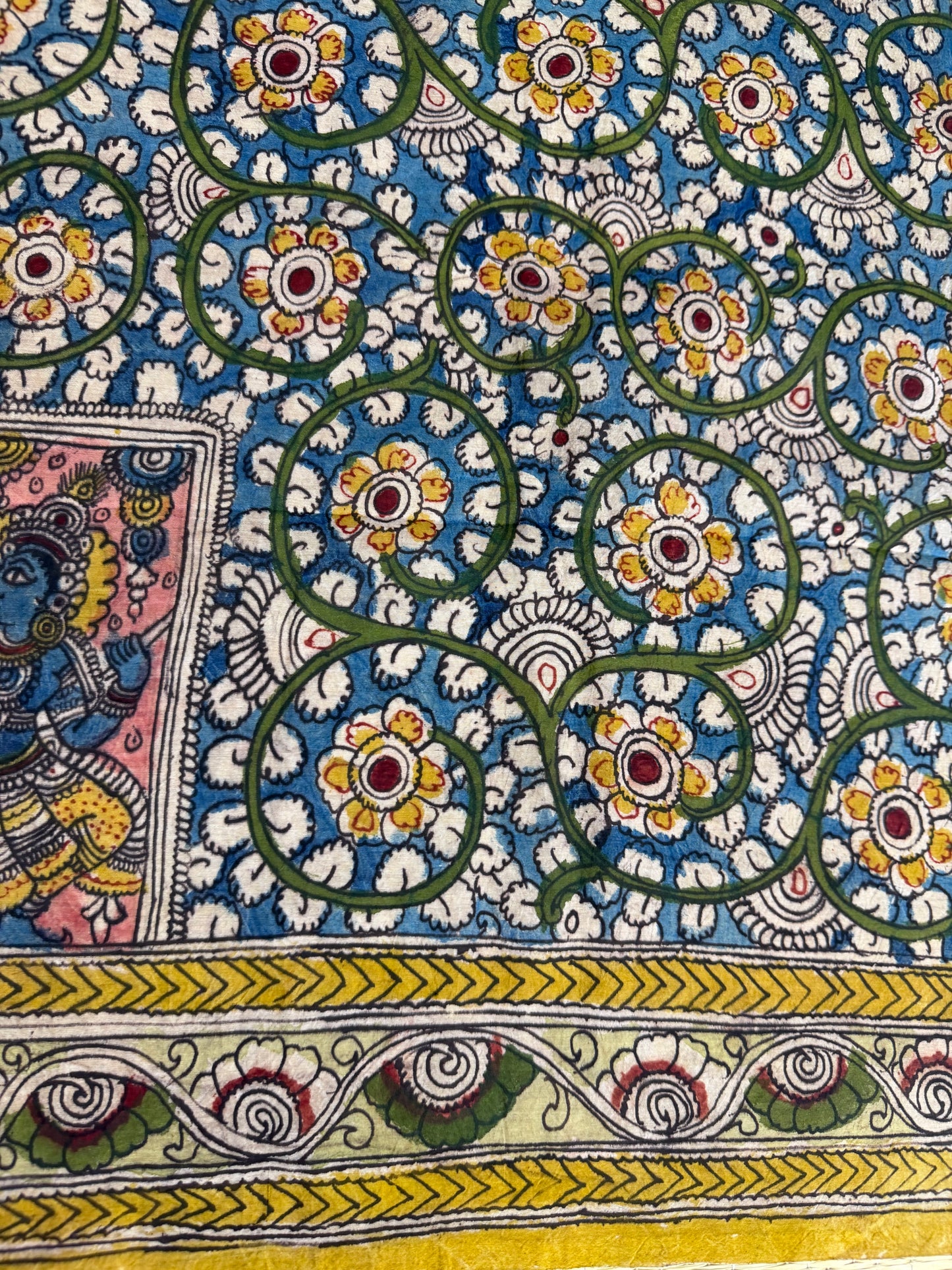 Silkcotton penkalamkari blouse material
