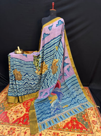 Silkcotton Penkalamkari Saree
