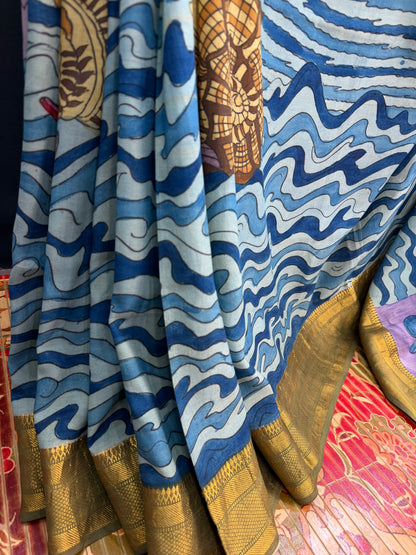 Silkcotton Penkalamkari Saree