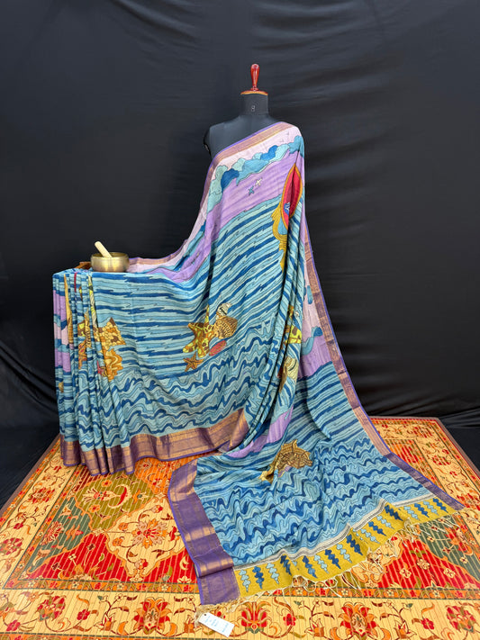 Silkcotton Penkalamkari Saree