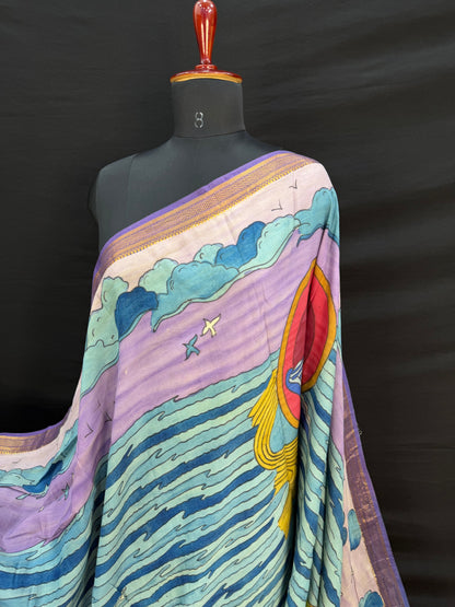 Silkcotton Penkalamkari Saree