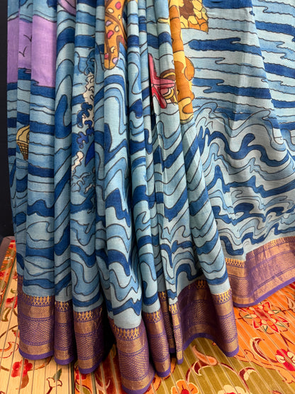 Silkcotton Penkalamkari Saree