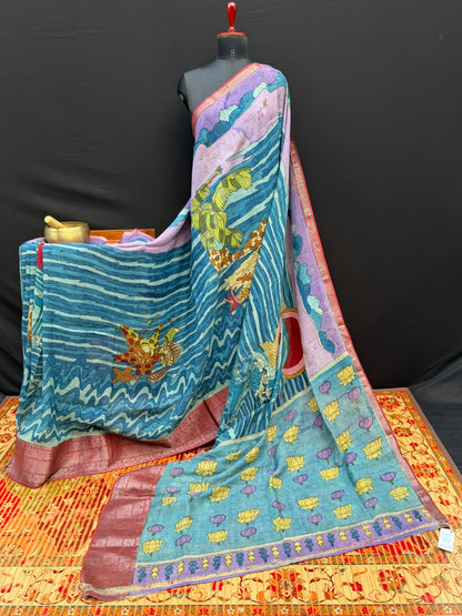 Silkcotton Penkalamkari Saree