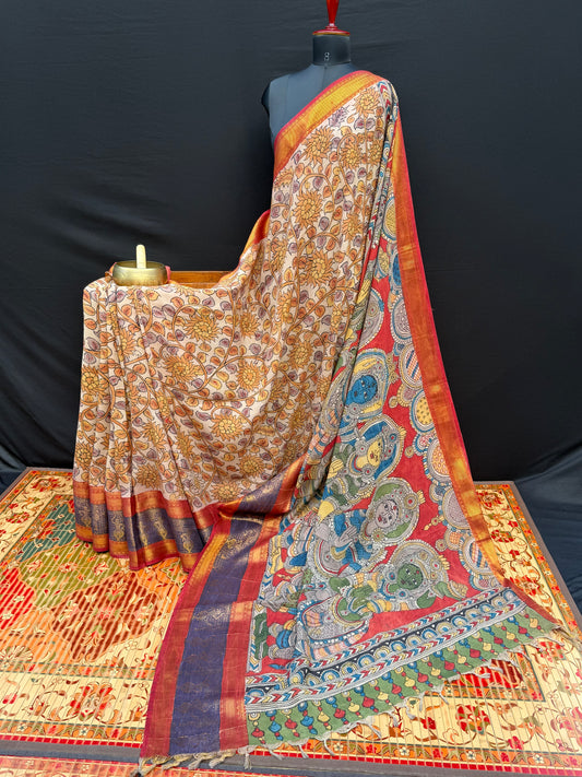 Silkcotton Penkalamkari Saree