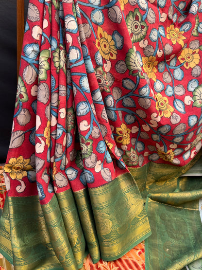 Silkcotton Penkalamkari Saree