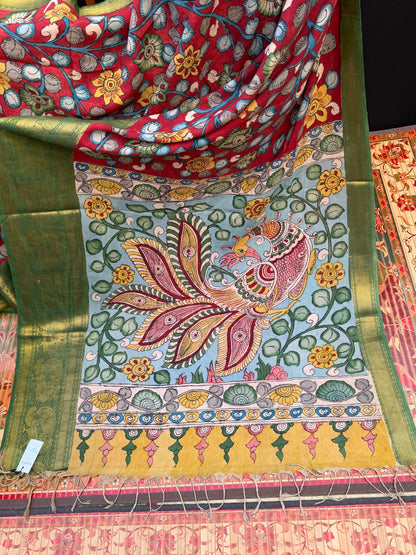 Silkcotton Penkalamkari Saree