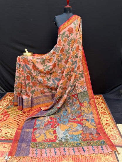 Silkcotton Penkalamkari Saree