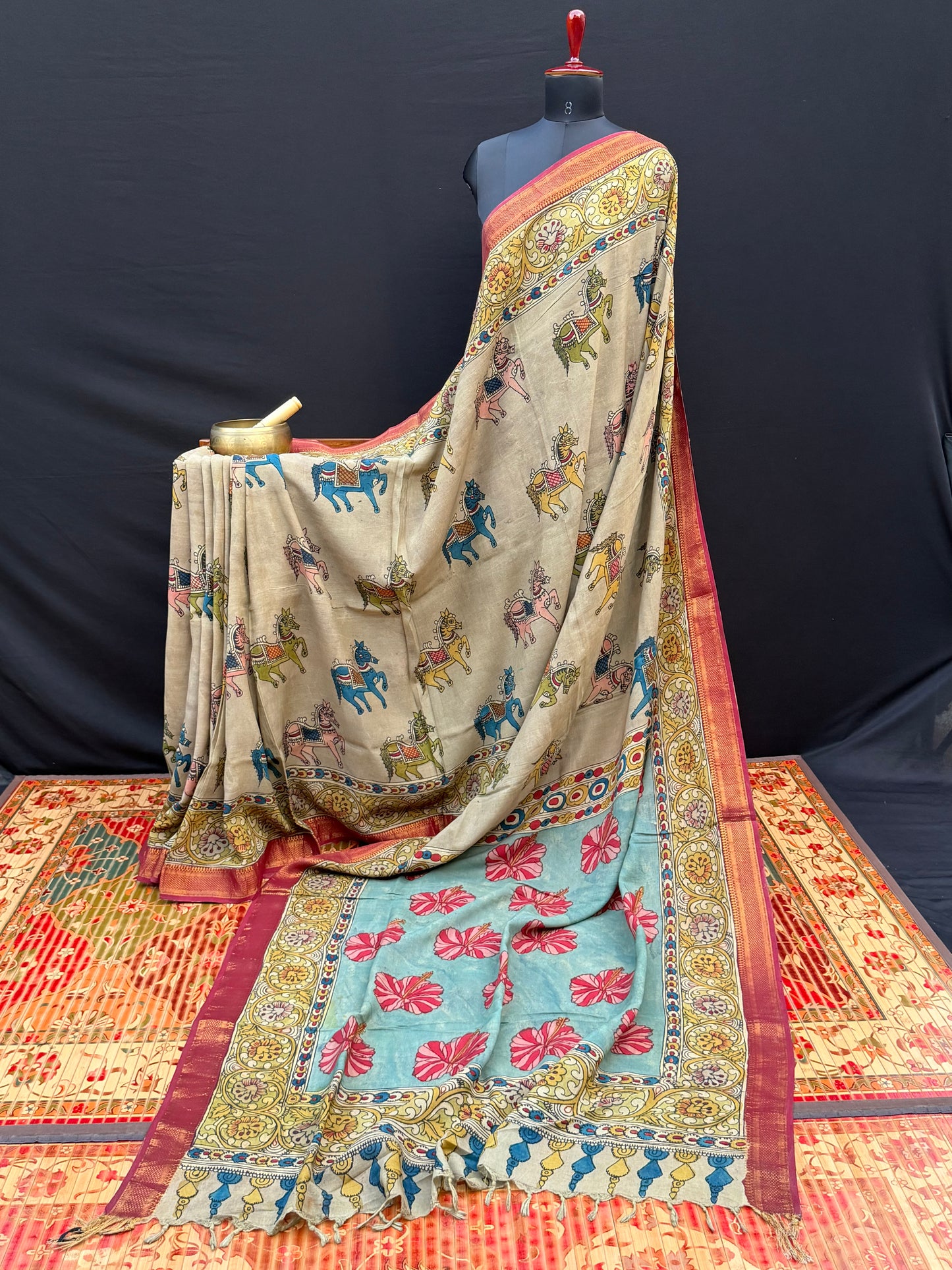 Silkcotton Penkalamkari Saree