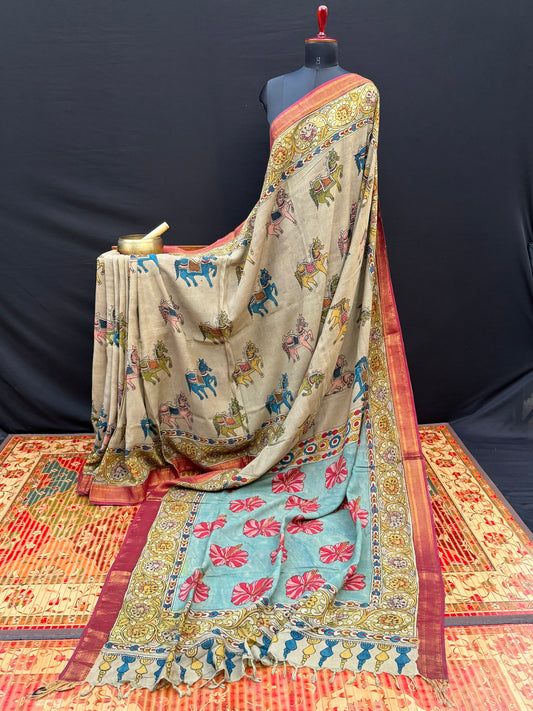 Silkcotton Penkalamkari Saree