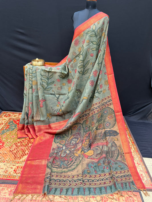 Silkcotton Penkalamkari Saree