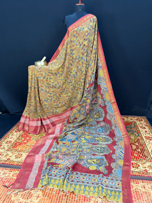 Silkcotton Penkalamkari Saree