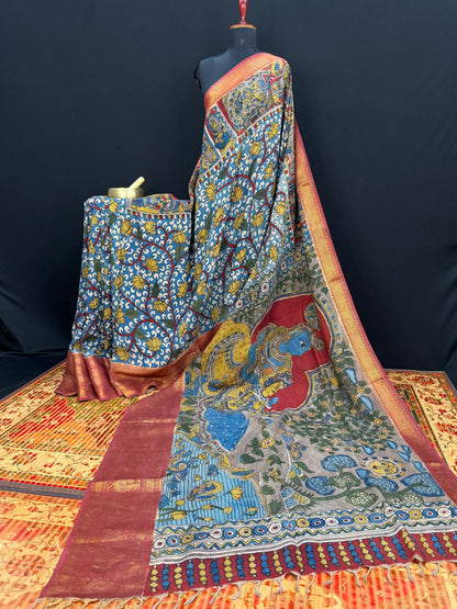 Silkcotton Penkalamkari Saree