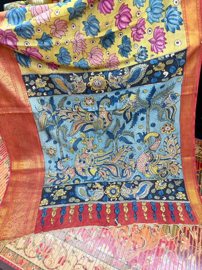 Silkcotton Penkalamkari Saree