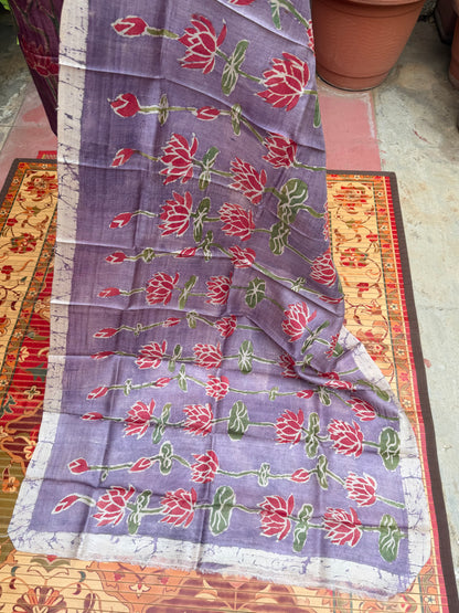 Pure silk hand-batik kurta and dupatta set