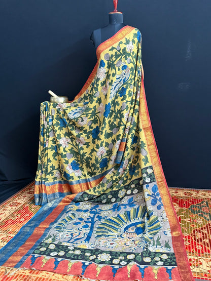 Silkcotton Penkalamkari Saree
