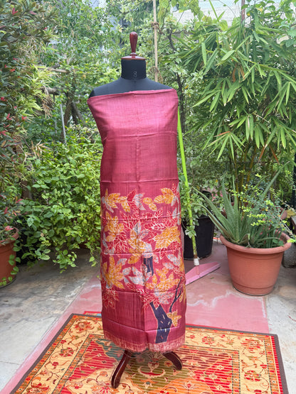 Pure silk hand-batik kurta and dupatta set