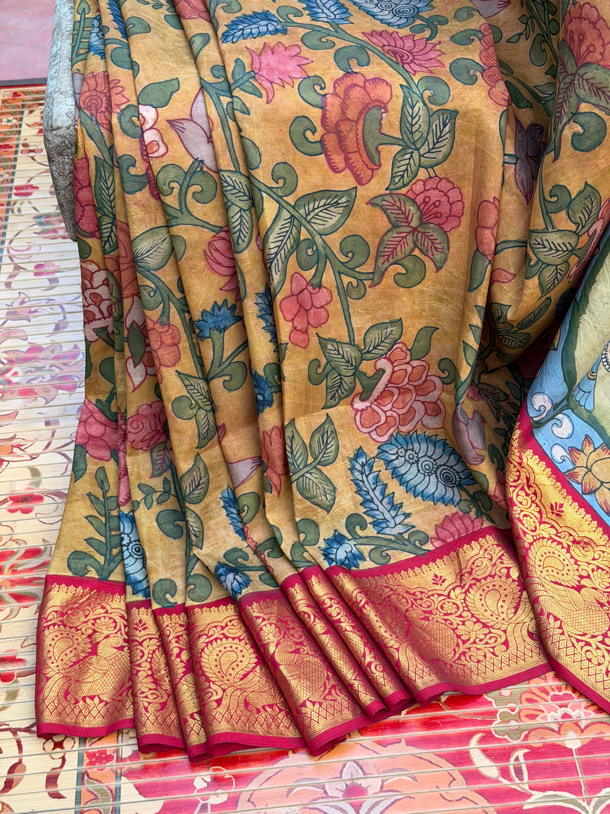 Pure Silk Kanchipattu With Penkalamkari Saree.
